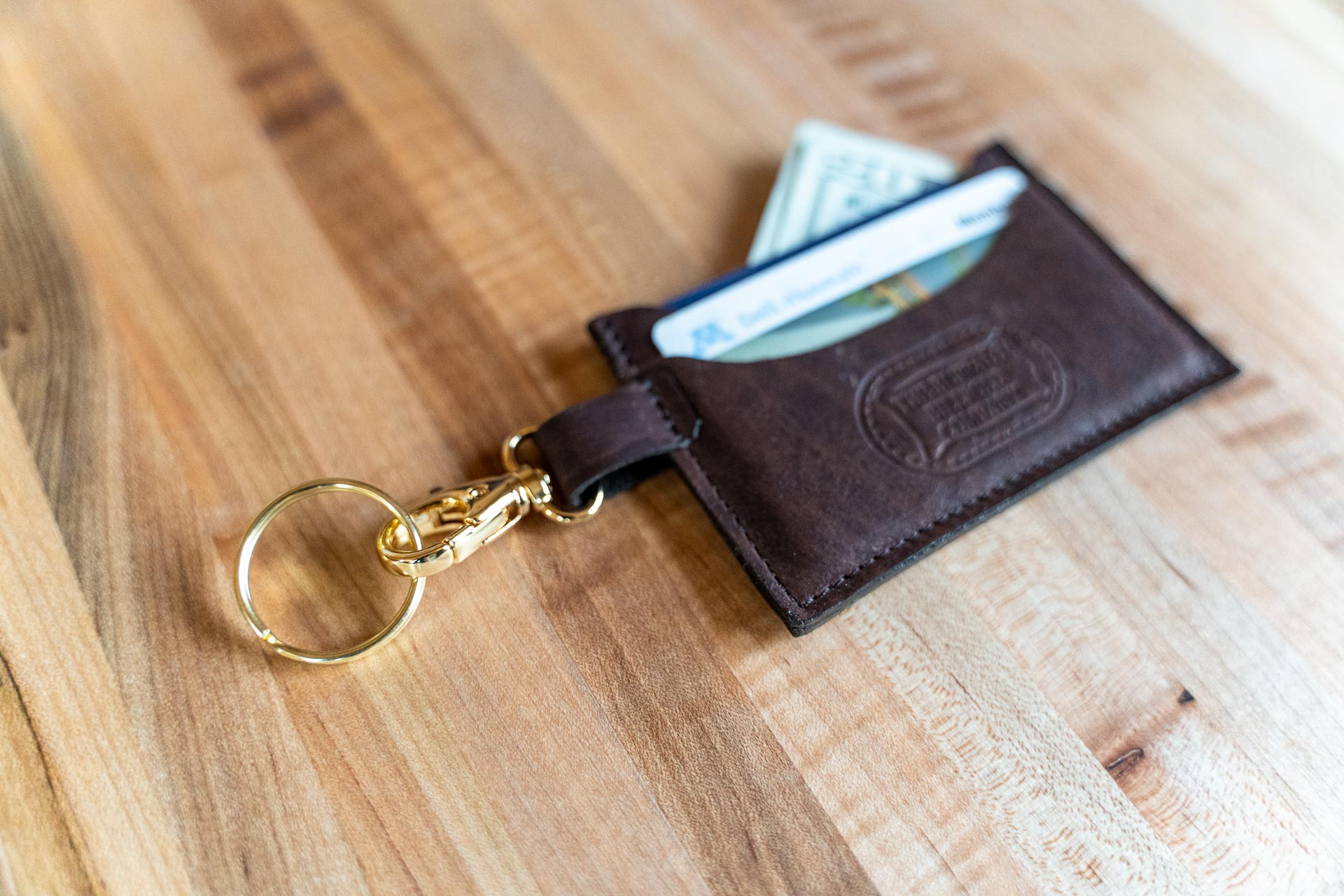 Leather Keychain Wallet - Brown
