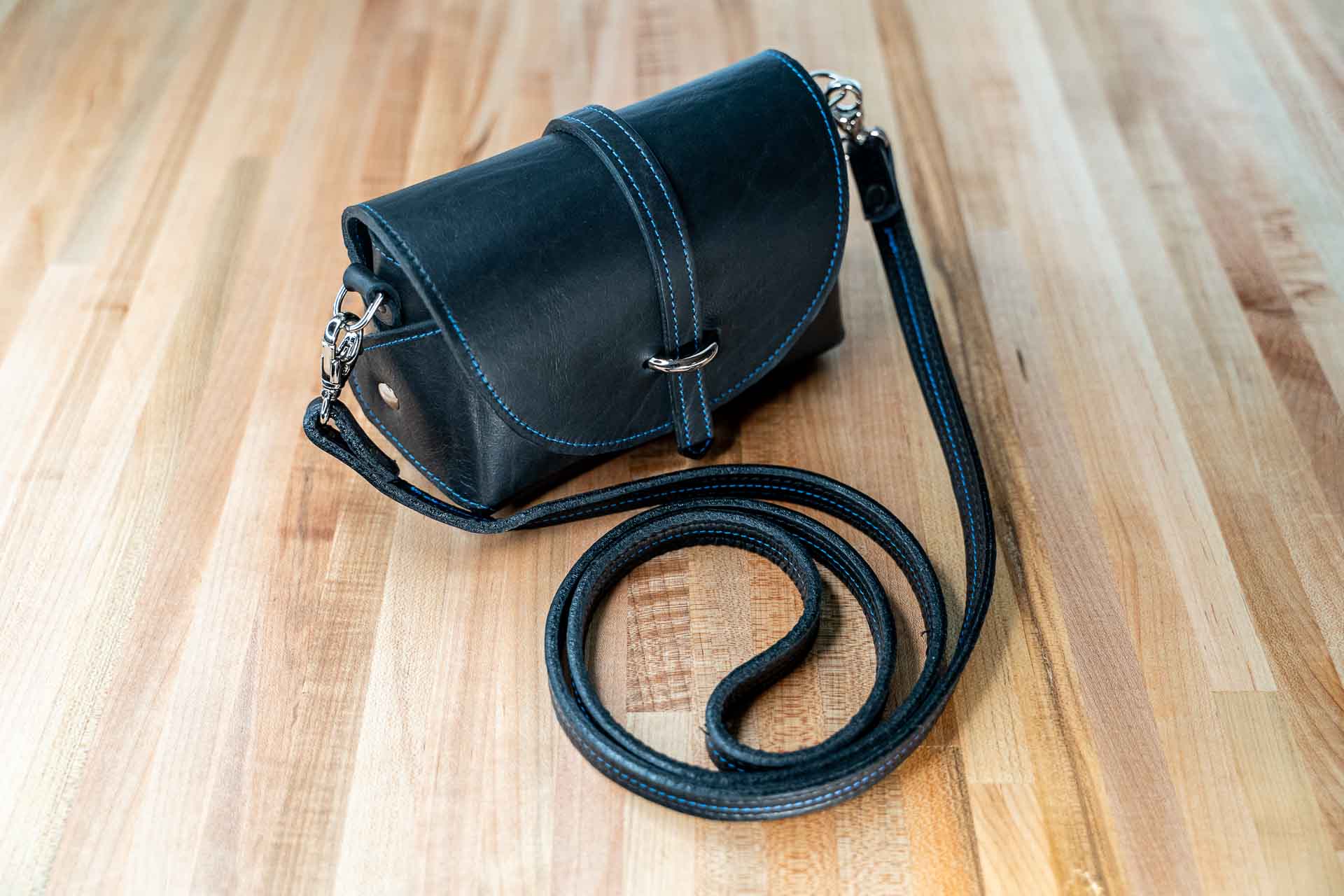 Small Black Handmade Leather Satchel. Small Leather Crossbody 