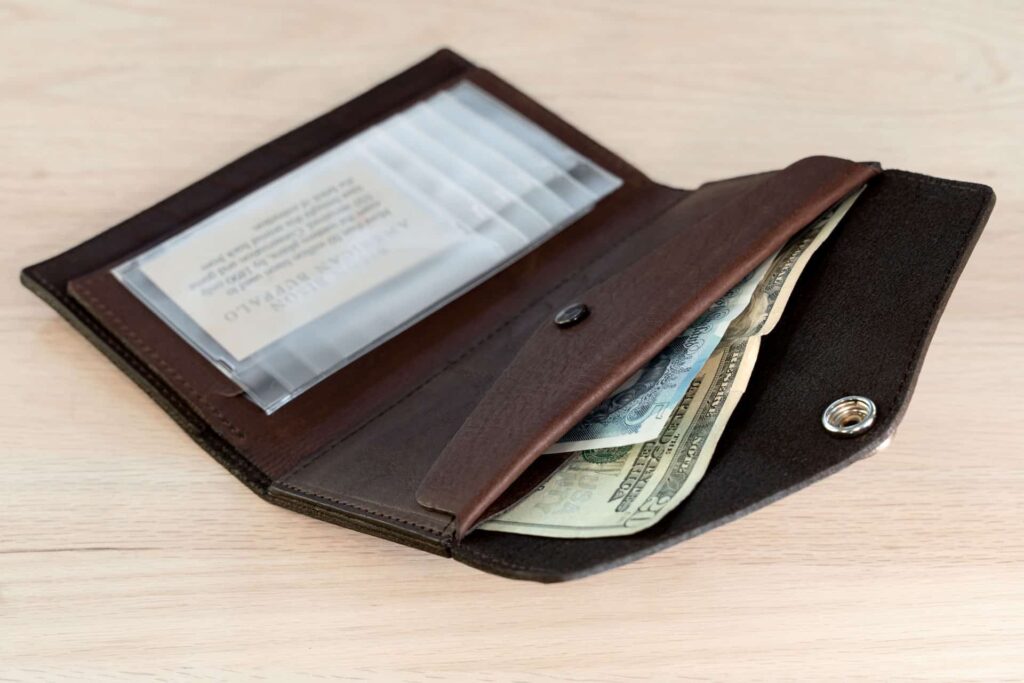 Store Credit Cards in this Brown Leather Envelope Clutch