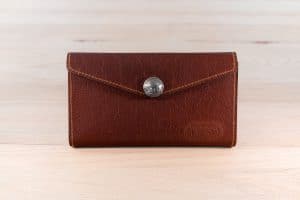 Red Leather Envelope Clutch Wallet