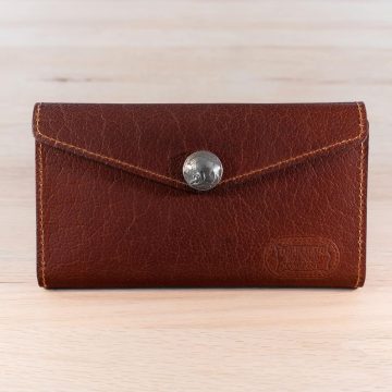 Red Leather Envelope Clutch Wallet