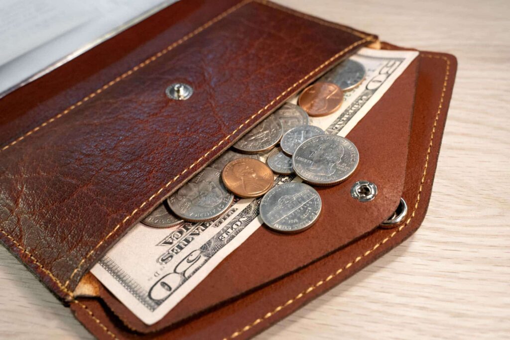 Red Leather Envelope Clutch Wallet - Coin Purse