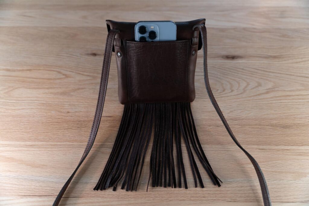 Leather Fringe Purse with Outer Phone Pocket