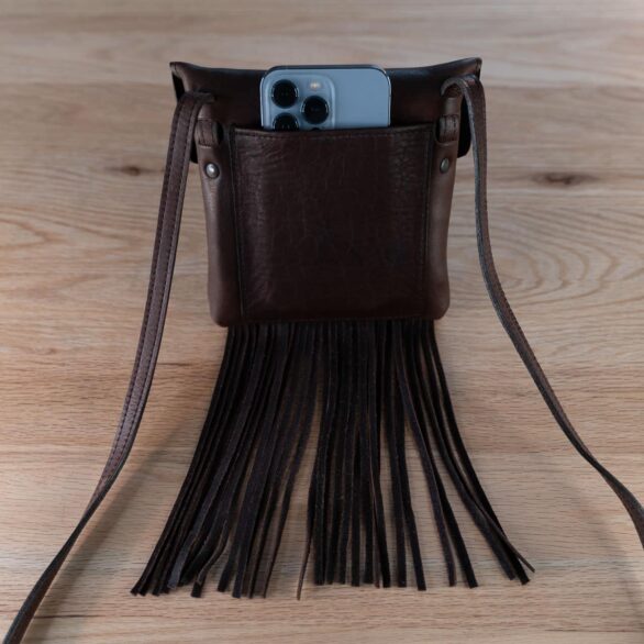 Leather Fringe Purse with Outer Phone Pocket