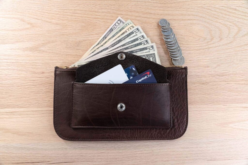 Leather Money Bag with Pocket for Credit Cards
