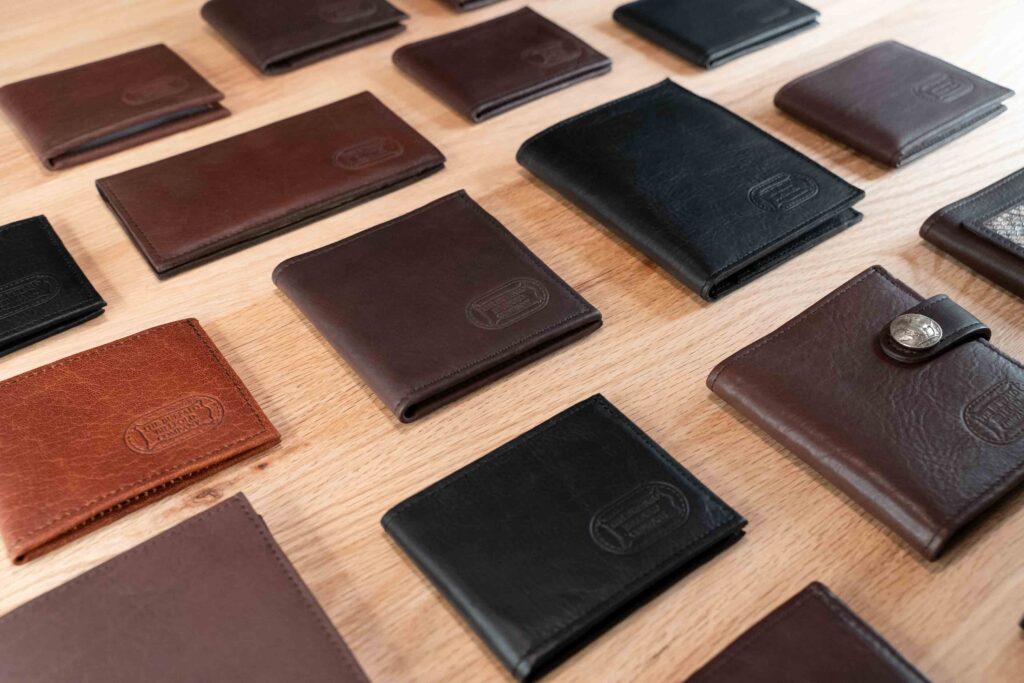 A variety of Bison Leather Bifold Wallets for men and women - Made in USA