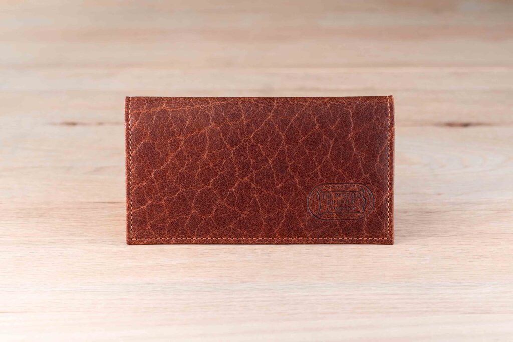 Shrunken Bison Leather Checkbook Cover