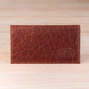 Shrunken Bison Leather Checkbook Cover