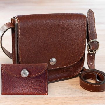 Bisonette Mini Leather Purse And Wallet Set - Red