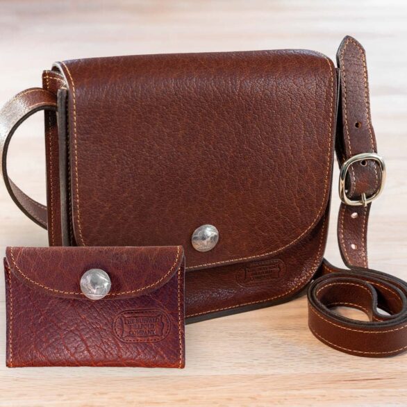 Bisonette Mini Leather Purse and Wallet Set - Red