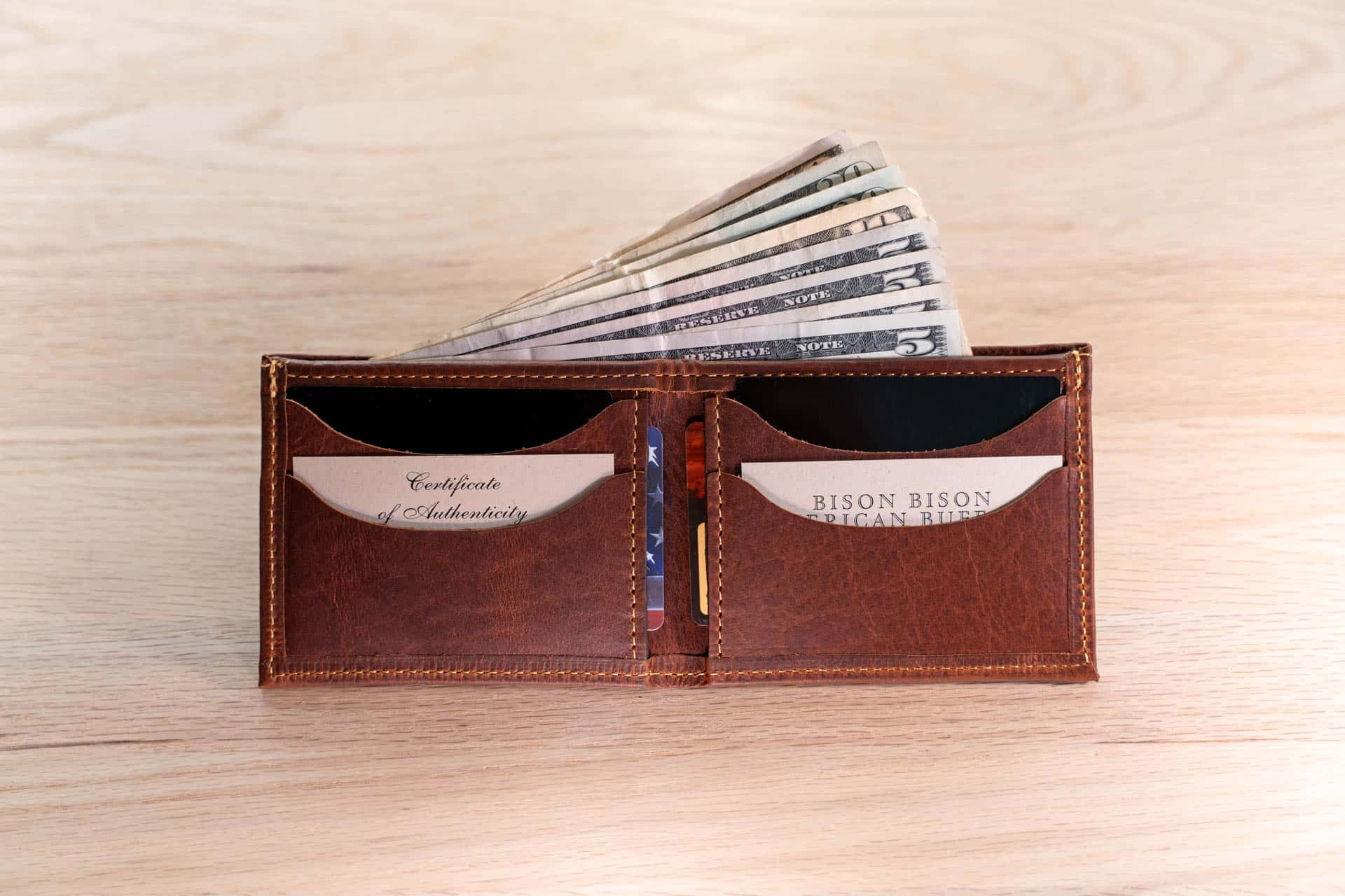 $1 One Dollar Bill Washington Photorealistic Leather Bi-Fold Bifold Wallet