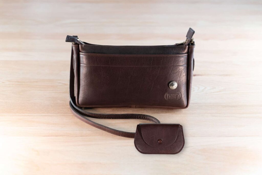 Brown Leather KW Crossbody Purse and Minimalist Wallet Set