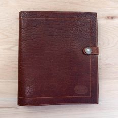 Leather 3 Ring Binder made with Red American Chestnut leather and Orange Thread