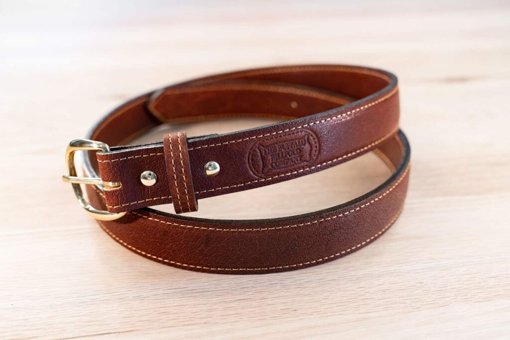 Belt Made with Red Shrunken Full Grain Bison Leather