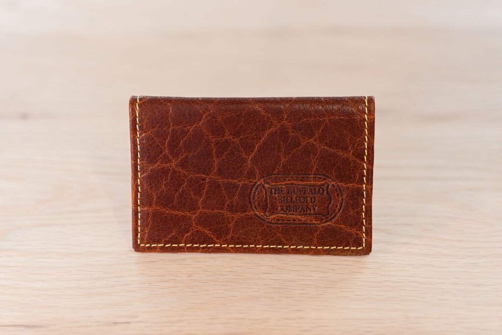 Red Leather Card Case made with Shrunken Bison Leather