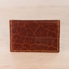 Red Leather Card Case made with Shrunken Bison Leather