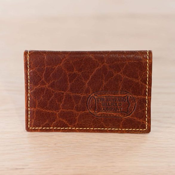 Red Leather Card Case made with Shrunken Bison Leather