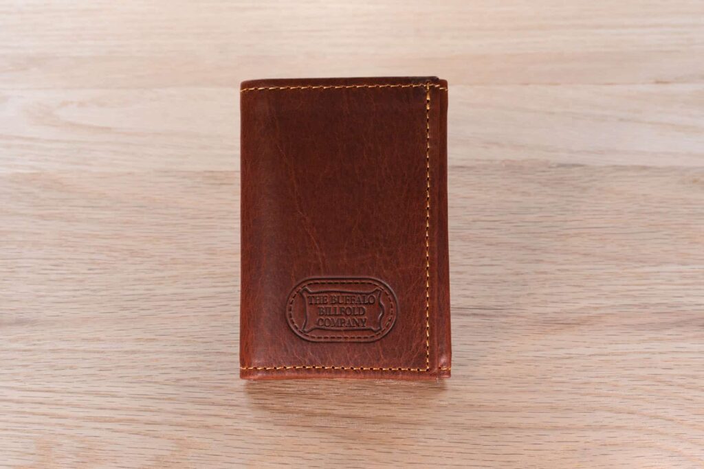 Red Leather Trifold Mens Wallet