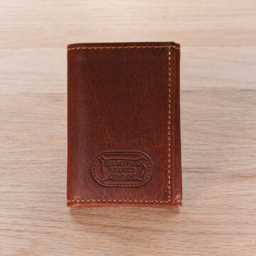 Red Leather Trifold Mens Wallet