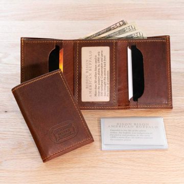 Mens Red Leather Trifold Wallet