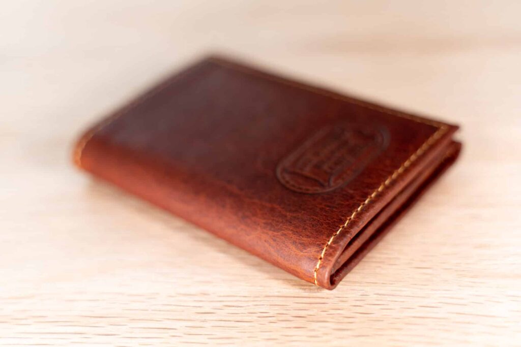 Mens Leather Trifold Wallet - Brown, Black, Red - Made in USA