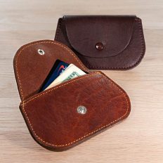 Womens Minimalist Wallet in Red and Brown Leather