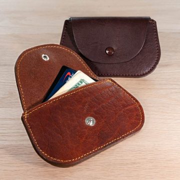 Womens Minimalist Wallet In Red And Brown Leather