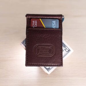 Brown Leather Money Clip Wallet - Made in USA