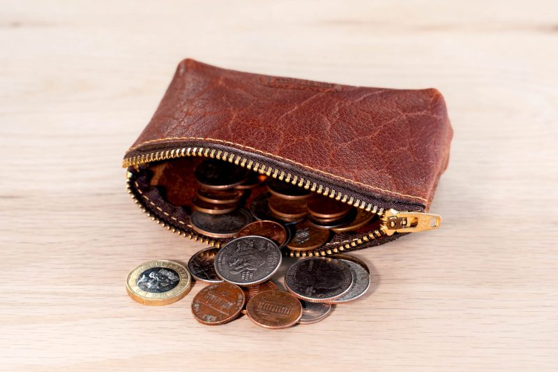 Customized Mini Size Round Zipper Genuine Leather Coin Holder Coin