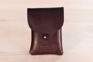 Brown Leather Vertical Business Card Holder - Made In Usa