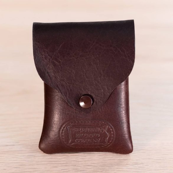 Brown Leather Vertical Business Card Holder - Made in USA
