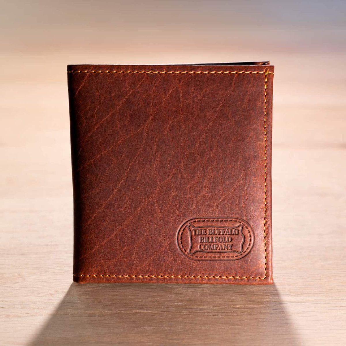 Bifold Hipster Wallet with Zipper Pocket in Dark Brown Leather