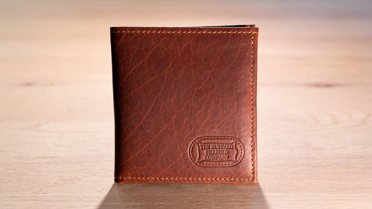 Bifold Hipster Wallet with Zipper Pocket in Dark Brown Leather