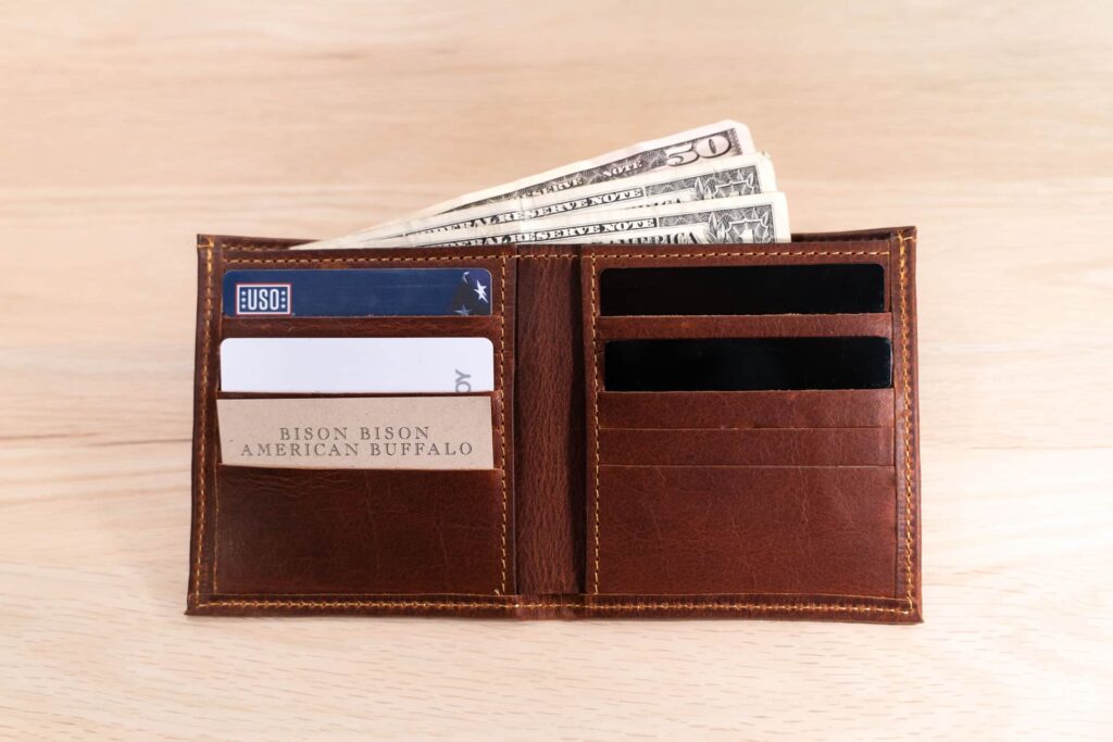 Card slots inside of the hipster wallet