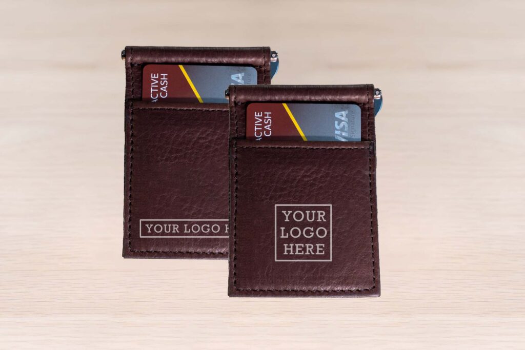 Promotional Leather Money Clip Wallet with Your Custom Business Logo