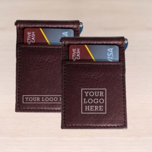 Promotional Leather Money Clip Wallet with Your Custom Business Logo