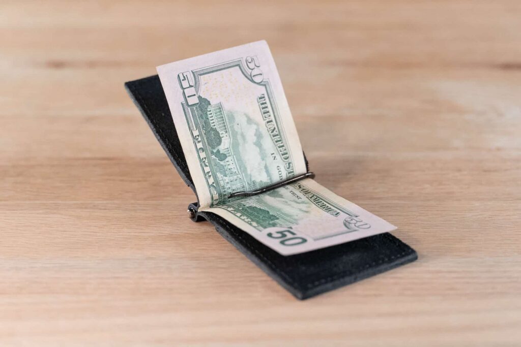 Promotional Money Clip Wallet with Business Logo Holding Cash