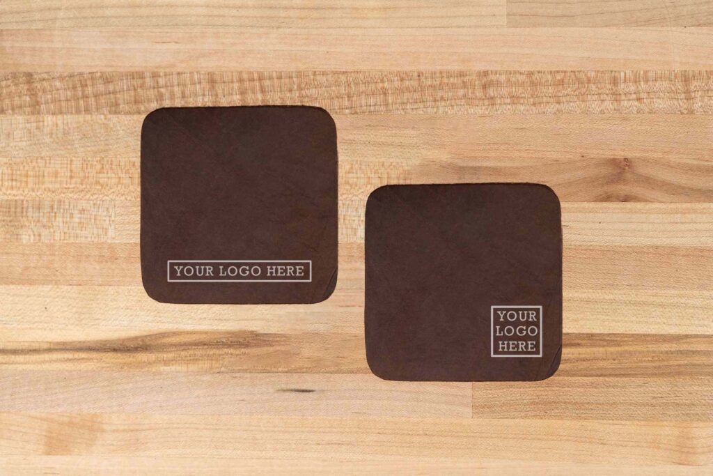 Our coasters accommodate various shapes of logos.