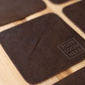 Promotional Leather Coasters with Your Business Logo - Made in USA