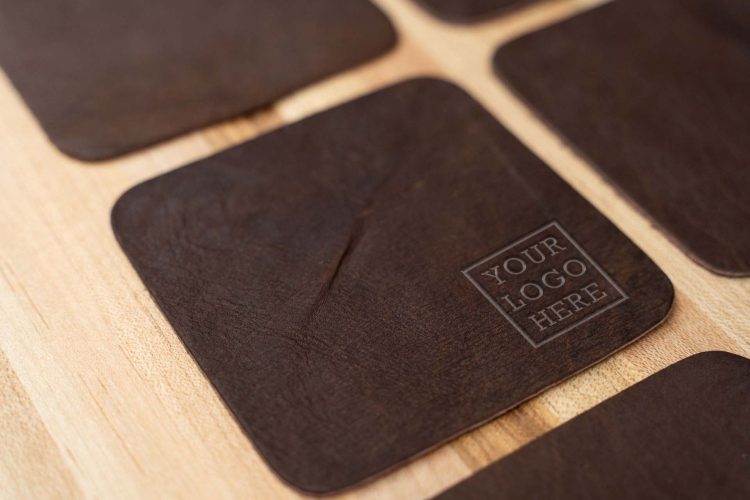Promotional Leather Coasters with Your Business Logo - Made in USA