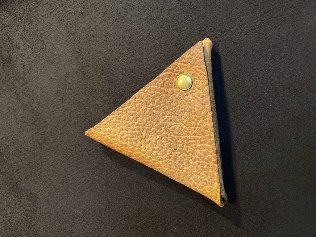 Triangle Coin Purse - Natural Bison Leather