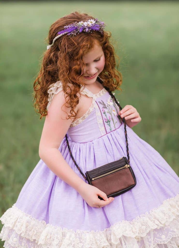 Small Zipper Bag with Braided Leather Strap for Kids