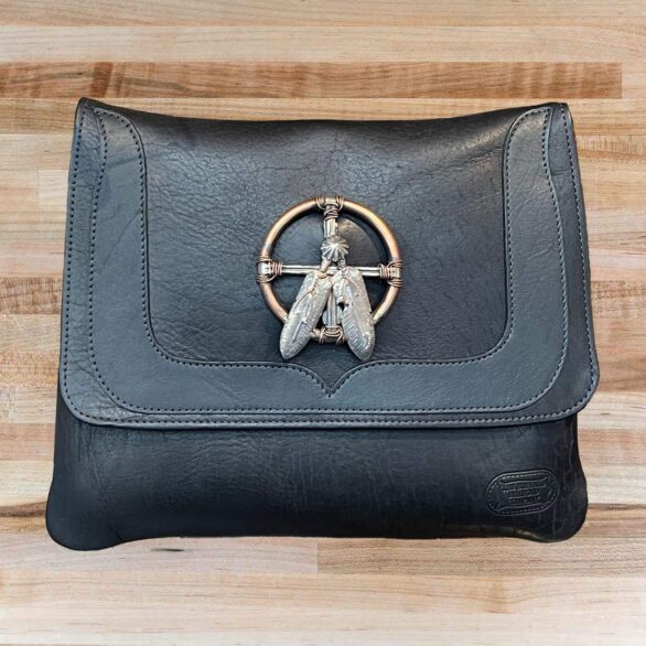 Native American Emblem on Bison Leather Purse