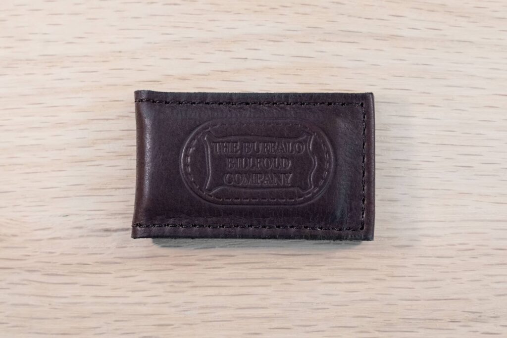 Magnetic Money Clip made with Brown American Bison Leather