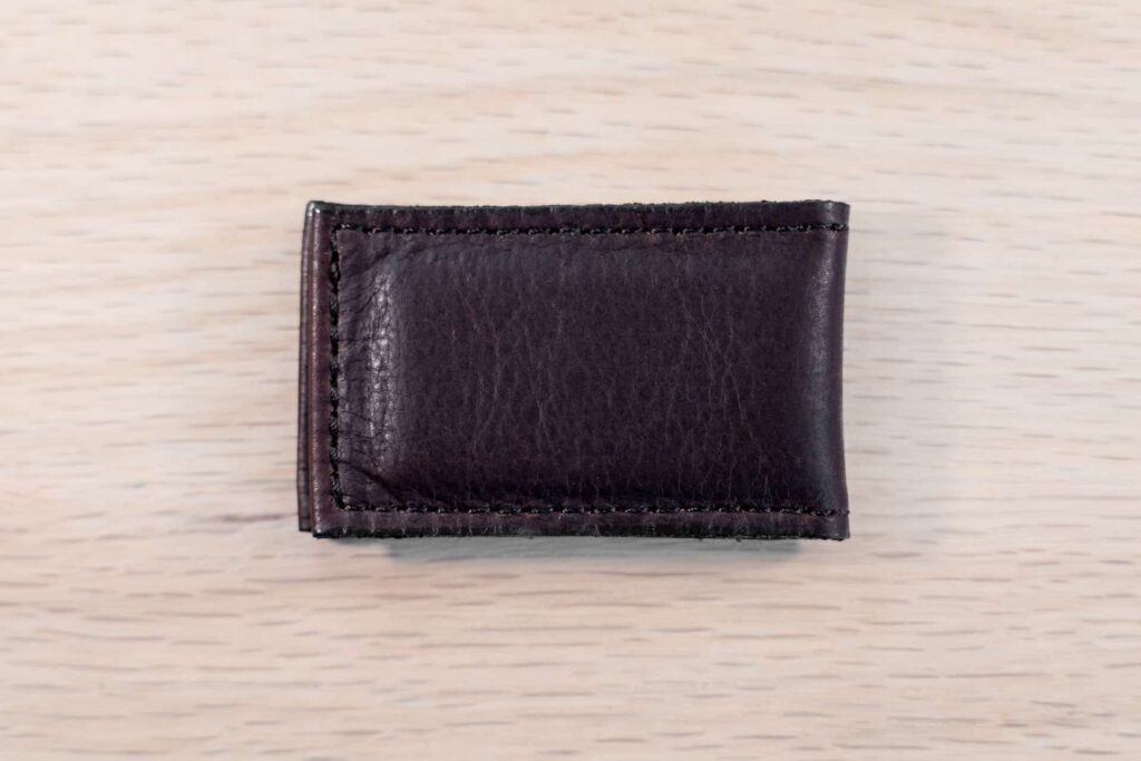 Back of Magnetic Money Clip best shows the Beautiful Full Grain Leather.