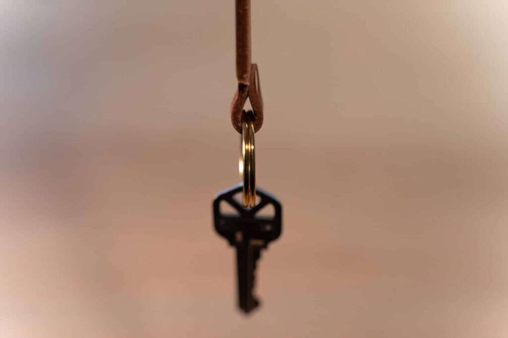 Leather Piano Keychain Brass Keyring