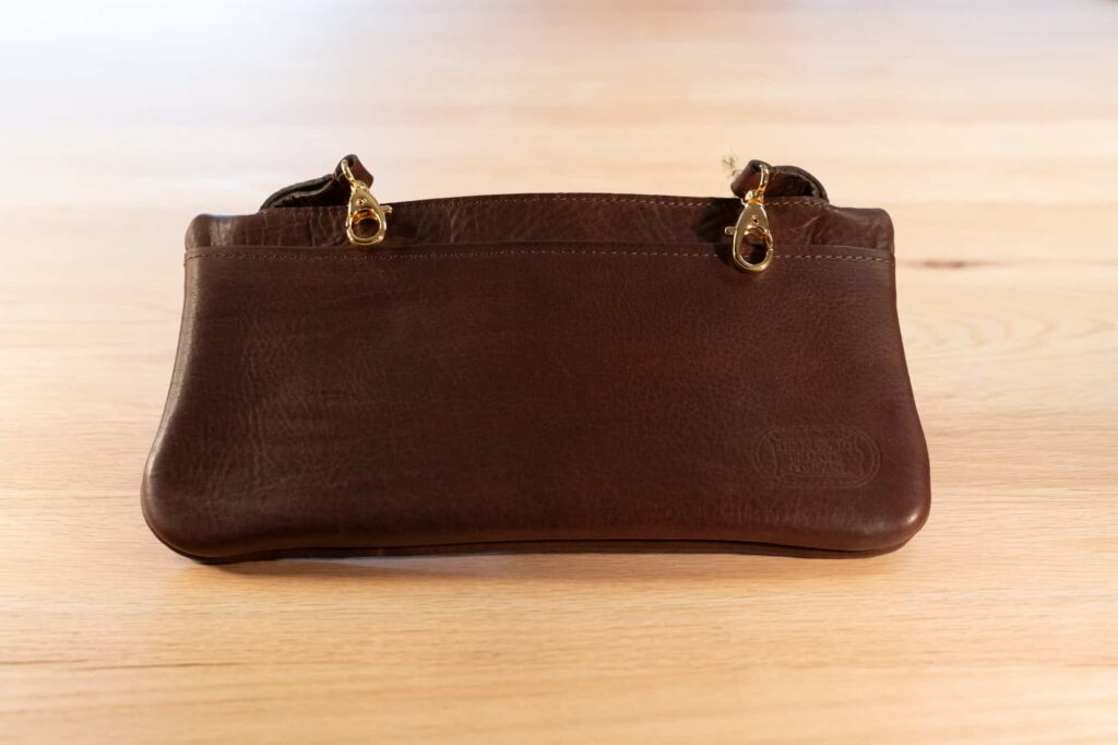 Brown Leather Fanny Pack with Brass Clips - Made in USA