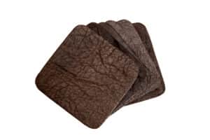 Square Buffalo Leather Coasters - Brown - Made in USA
