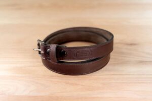 Brown Bison Leather Belt - 1.25 Inch - Made In Usa