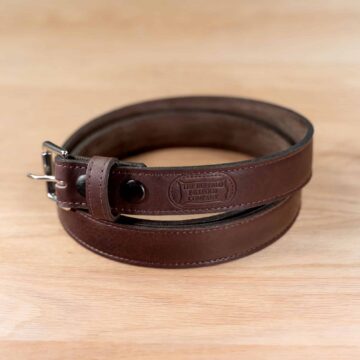 Brown Bison Leather Belt - 1.25 Inch - Made In Usa
